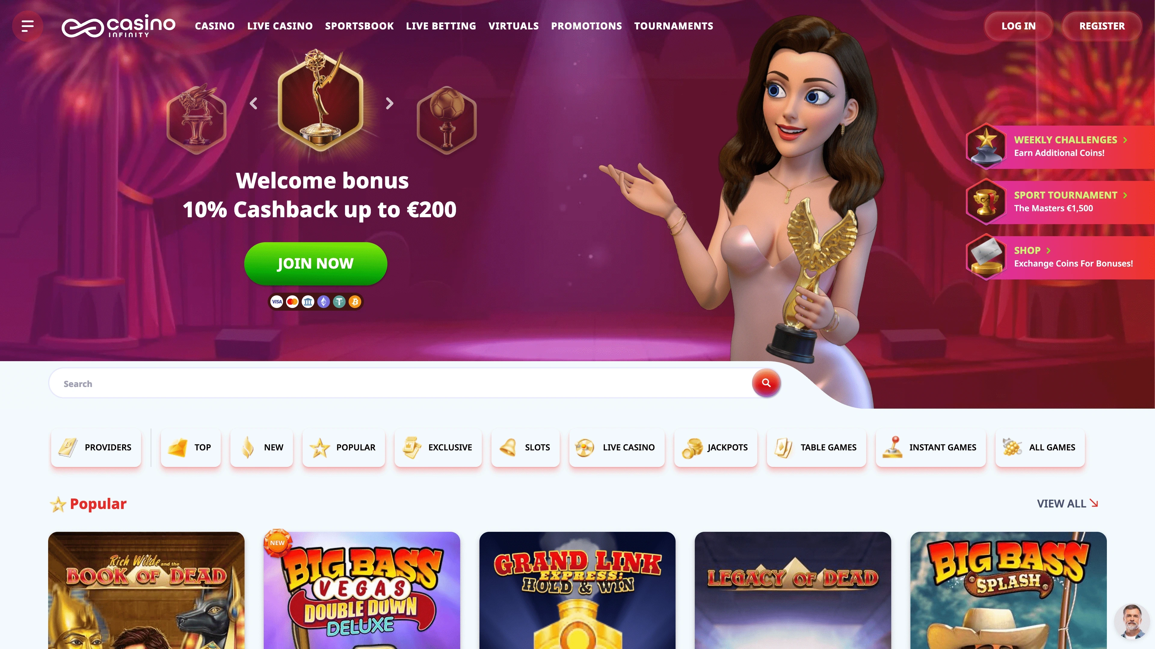 Casino Infinity Login Page